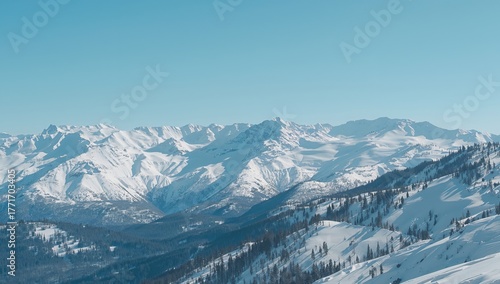 Wallpaper Mural Winters Embrace. A Vista of SnowCapped Peaks Under a Pale Blue Expanse Torontodigital.ca