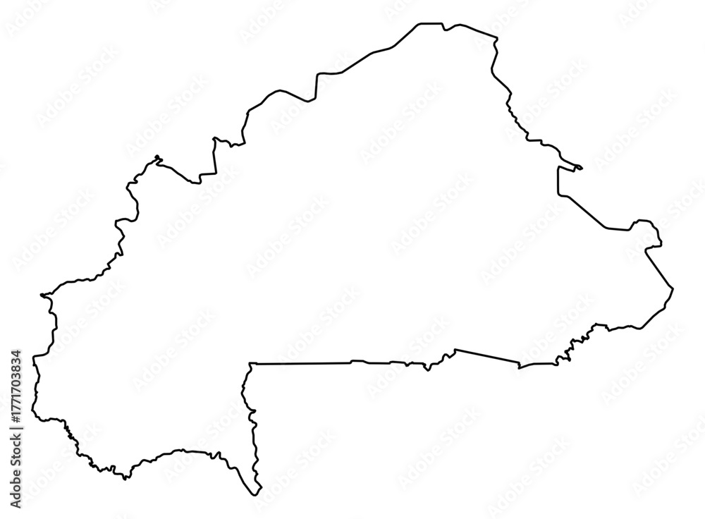 Obraz premium Burkina faso Vector Map Outline | Editable Burkina faso SVG Line Art | Minimalist Country Map for Design & Education