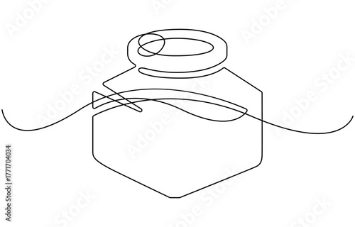 inkwell and feather continuous line drawing.