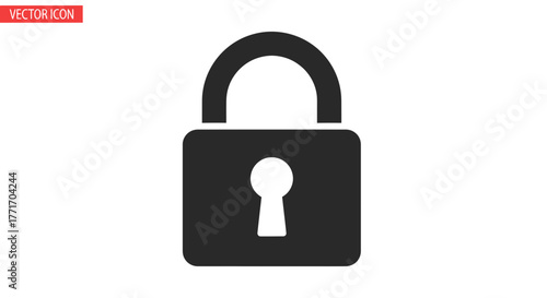 Essential vector icon depicting a classic black padlock, symbolizing robust digital security, data privacy, and secure access for modern online and offline applications and systems