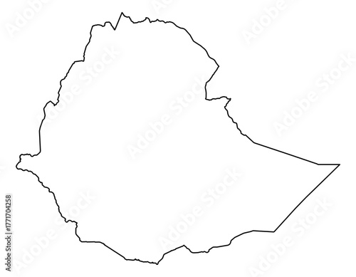 Ethiopia Vector Map Outline | Editable Ethiopia SVG Line Art | Minimalist Country Map for Design & Education