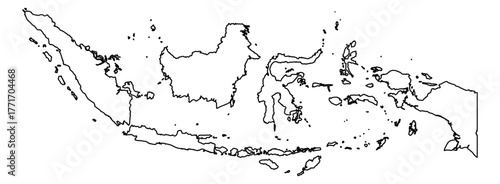 Indonesia Vector Map Outline | Editable Indonesia SVG Line Art | Minimalist Country Map for Design & Education