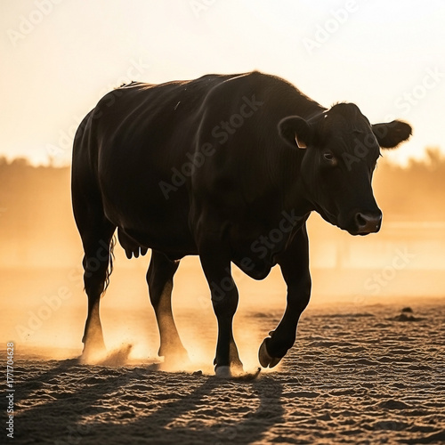 Wallpaper Mural Dark cow silhouetted against sunrise creates evocative landscape in farmland Torontodigital.ca