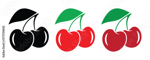Cherry Fruit Icon Set