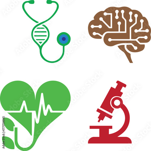Unique Medical Technology Vector Bundle: High-Tech Instrument and Life Science Graphics