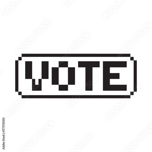 Pixelated vote button on white background