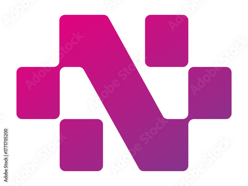 abstract n letter logo design for ai technology company