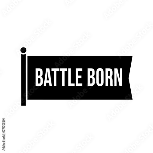 Minimalist Black Flag Banner Graphic with White Text on Pole