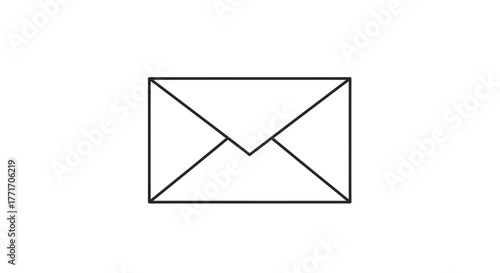 Minimalist outline vector icon depicting a simple closed mail envelope, perfect for digital communication interfaces, website notifications, and general correspondence symbolism