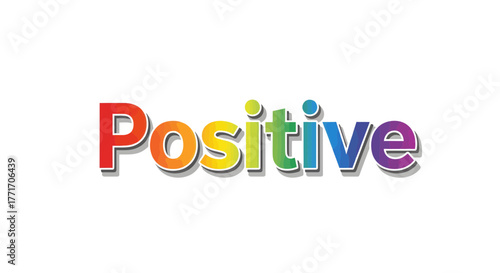 Vibrant and Inspirational Rainbow Gradient Text Graphic Featuring the Word 'Positive' for Uplifting Messages and Design Elements