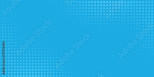 Halftone dots on blue background. Comic pop art style blank layout. Template design for comic book, presentation, sale or web banner. Eps 10