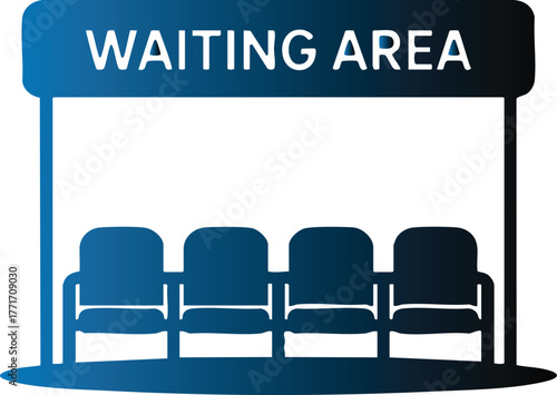 Simple waiting room signage with seating area, clean vector illustration for public spaces.