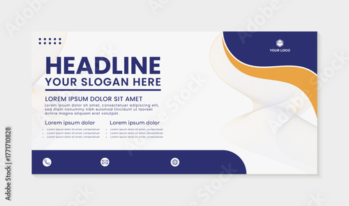 Simple design banner template blue yellow clean background, abstract modern gradient geometric shape with design template
