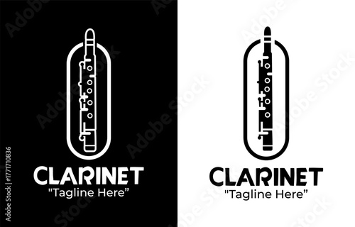 Minimalist Clarinet Logo for Jazz and Classical Music Branding