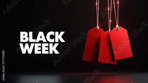 Black Week Sale with Red Price Tags