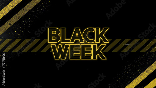 Black Week Sale Banner with Gold Lines