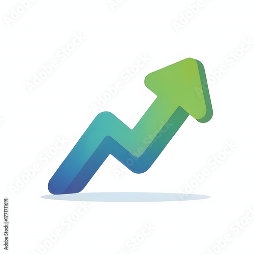 Colorful 3D Upward Arrow Symbol Representing Business Growth and Financial Success Concept