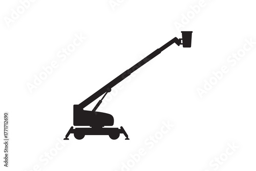 Construction boom lift vehicle silhouette Artwork Boom lift silhouette icon on white background