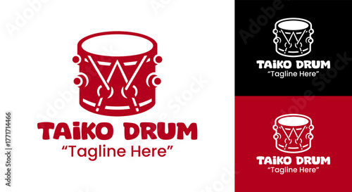 Creative Taiko Drum Logo Modern Percussion Instrument Symbol