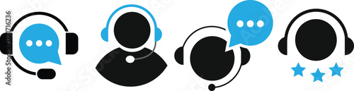 customer support icon set.  support and communication concept. Call center sign. Operator message icon. Headphone symbol
