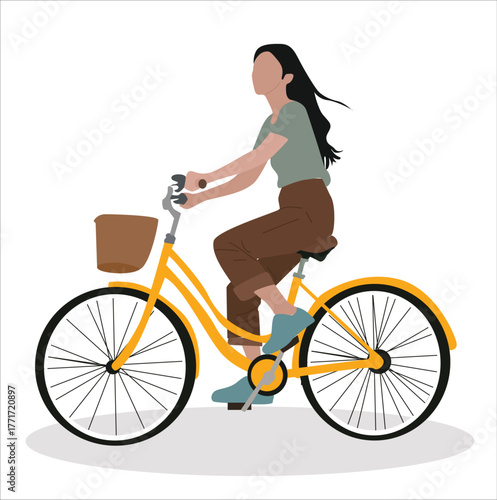 woman riding a bicycle.Woman riding bicycle outdoors cycling activity