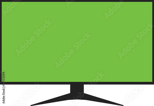 Computer Monitor or TV with Green Screen Placeholder - Chromakey Display Vector