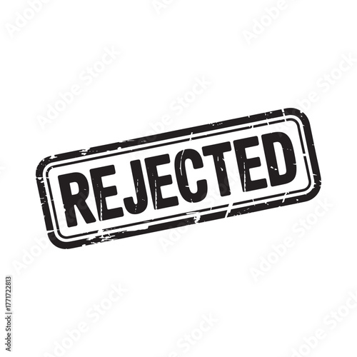 Distressed rejected stamp overlay on white background