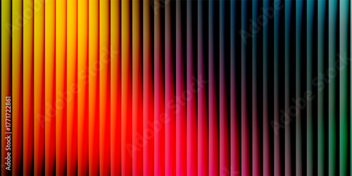 Vibrant rainbow neon gradient flows through fractal glass. Smooth light waves create dynamic and vivid atmosphere full of energy and motion. Vivid neon colors blend and reflect.  Vector illustration