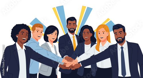 Business Teamwork Celebrating Success and Building a Cooperative and Profitable Partnership