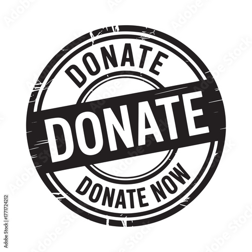 Donate now stamp graphic with grunge texture