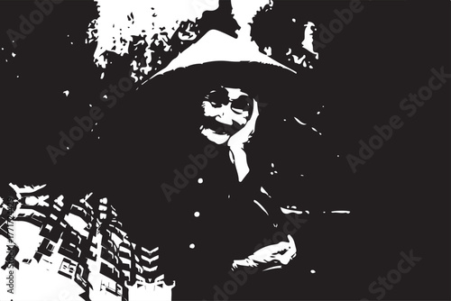 Stylish Woman Portrait in Black and White Vector Art