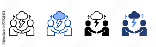 Conflict Resolution icon set multiple style collection