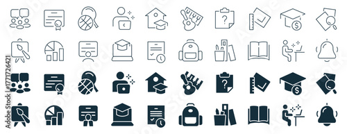 Education excellent icons collection in two different styles
