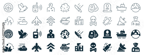 War and military excellent icons collection in two different styles