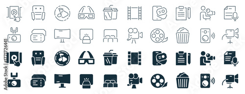 Video and cinema excellent icons collection in two different styles