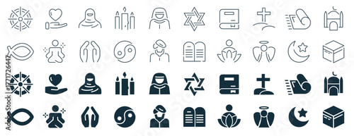 Faith and religion excellent icons collection in two different styles