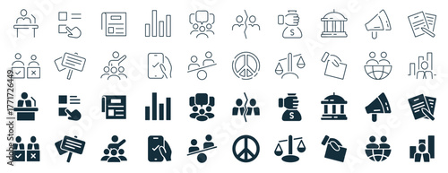 Politics excellent icons collection in two different styles