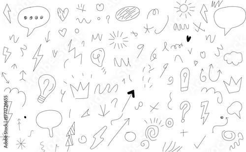 Hand drawn speech bubbles and doodle elements for comic or fun design projects