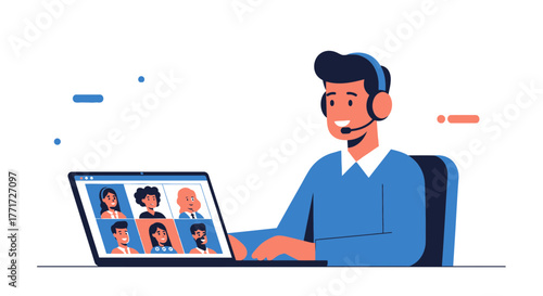 Online Meeting Communication Business Conference Videocall Networking Technology Webinar Connection