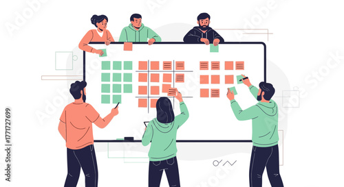 Teamwork And Collaboration: A Collaborative Session With Sticky Notes And Whiteboard