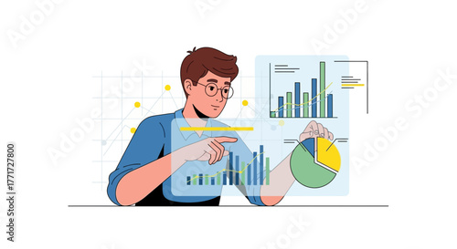 Analyst Interpreting Data Visualizations, Analyzing Charts, Business Strategy, And Digital Analytics