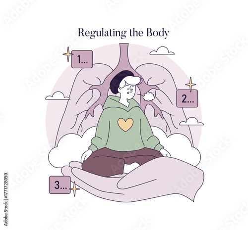 Mindful Breathing Meditation Vector Illustration