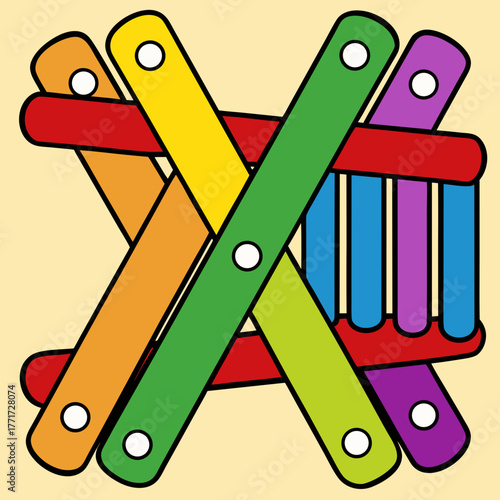 A Colorful X Shaped Design Made With Xylophone Bars