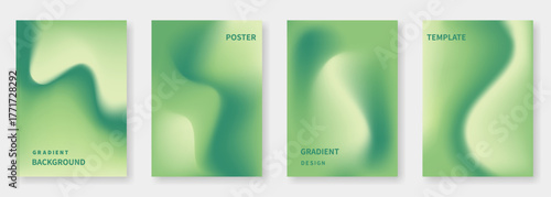Abstract green background set. Gradient mesh. Modern template collection for designing brochures, banners, posters, cards, flyers, and wallpapers. Vector illustration.