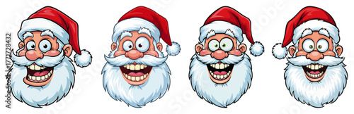 Santa Claus heads set vector – expressive Christmas face icons