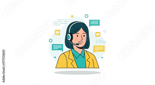 Illustration Of A Customer Service Representative During An Online Communication Session
