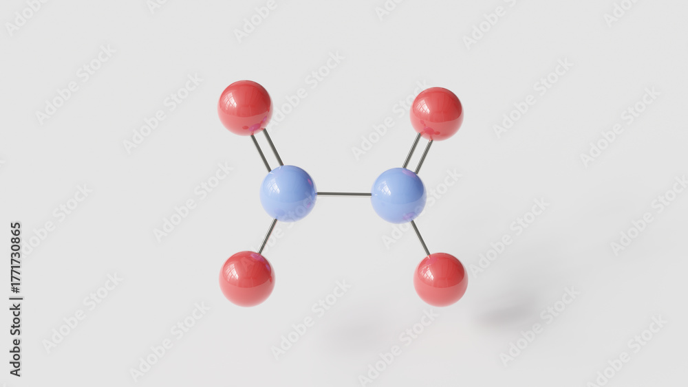 Obraz premium dinitrogen tetroxide molecule 3d, molecular structure, ball and stick model, structural chemical formula oxidizing agent