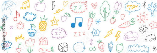 Wallpaper Mural Vibrant artistic symbols and hand drawn doodles perfect for digital illustration projects Torontodigital.ca