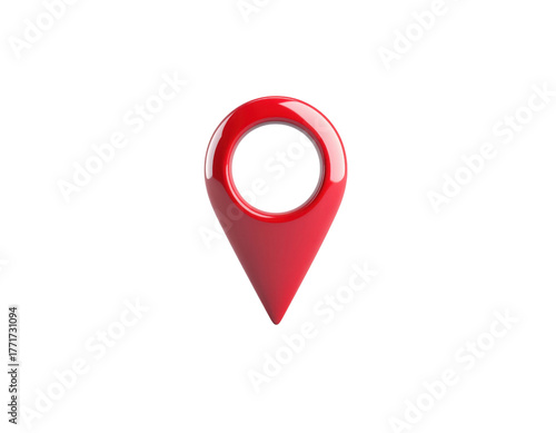 Free Download A glossy red map marker with a circular opening at the top, symbolizing location and navigation. - GFXLoad