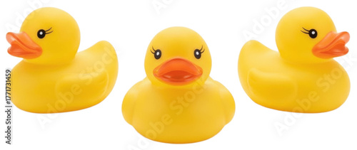 yellow rubber duck on white